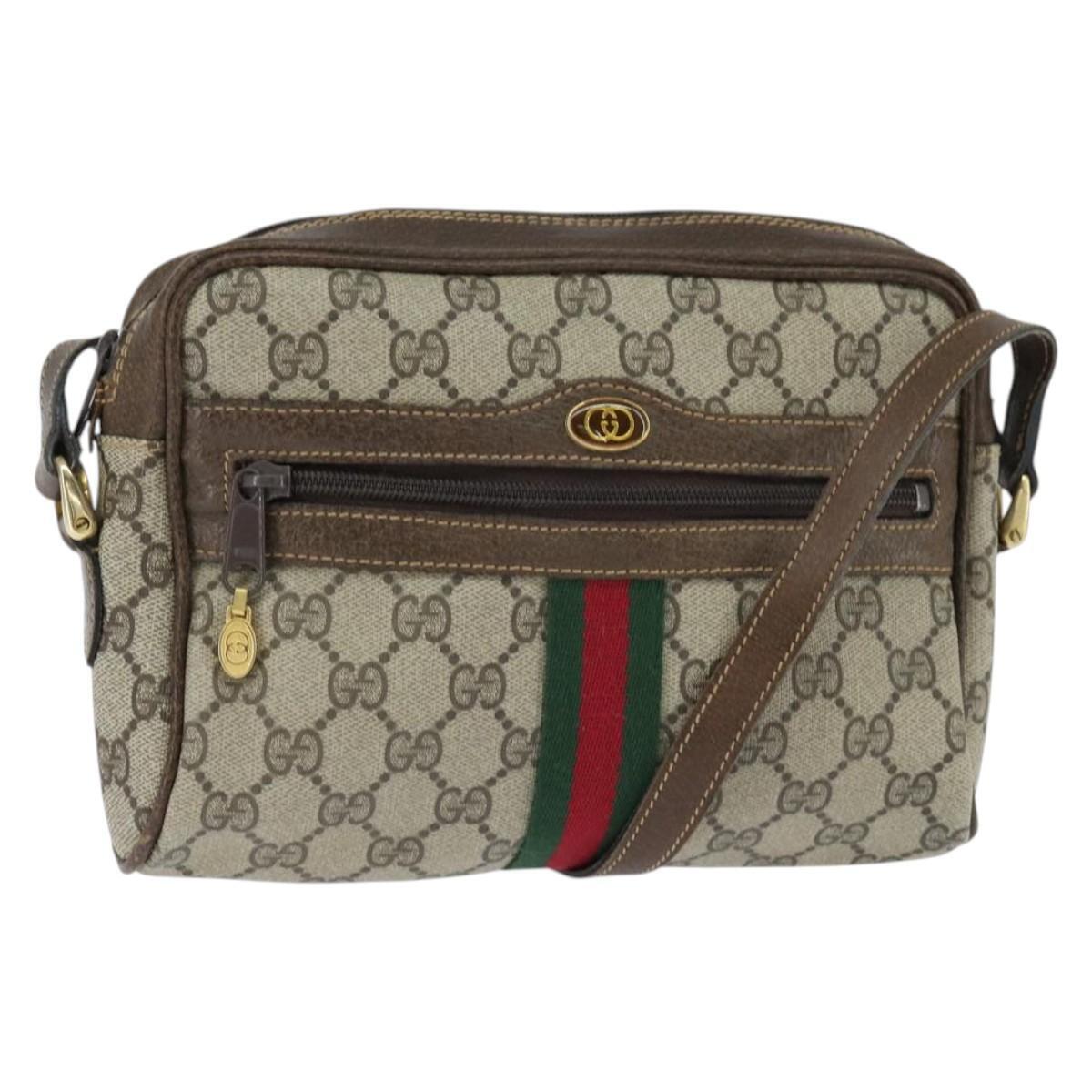 Gucci Gg Supreme Web Sherry Line Shoulder Bag Pvc Beige Gold 010 378 Auth 148938